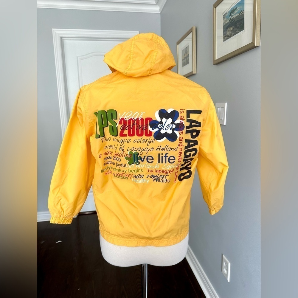 LAPAGAYO Kid’s Hooded Light Jacket or Rain Jacket with Colourful Prints - Yellow